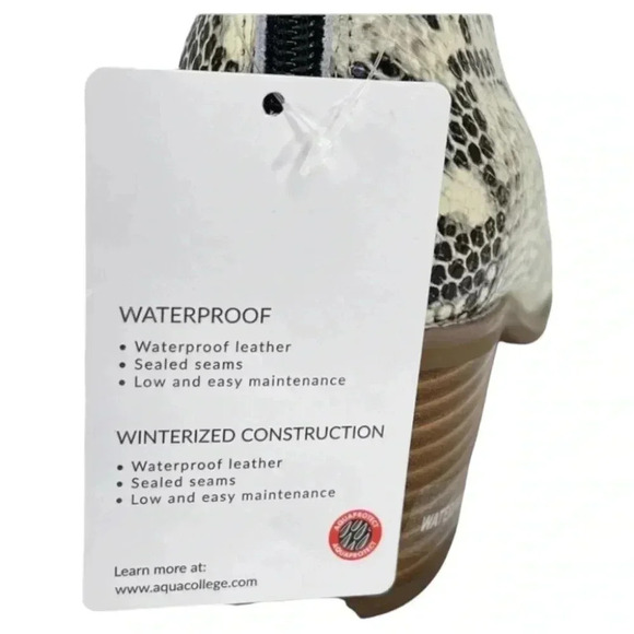 Aqua College Emily Leather Snake Print Waterproof Womens Booties Size 7.5M - Picture 12 of 14